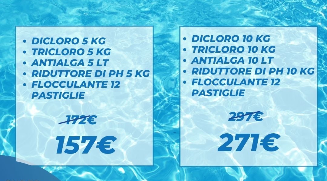 Prodotti chimici per piscine: i kit in promozione